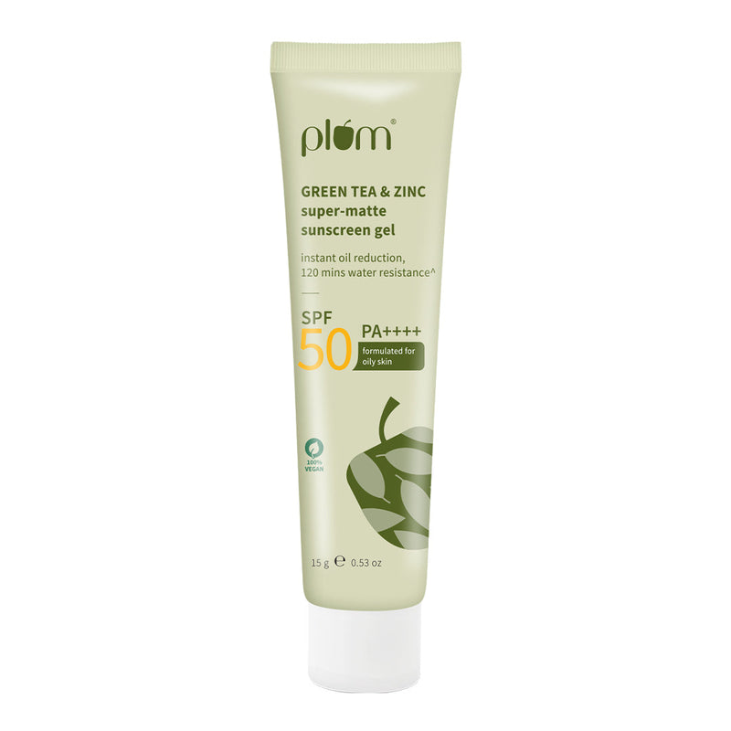 🎁 Green Tea & Zinc Super-Matte Sunscreen Gel | SPF 50 PA ++++ | 15g