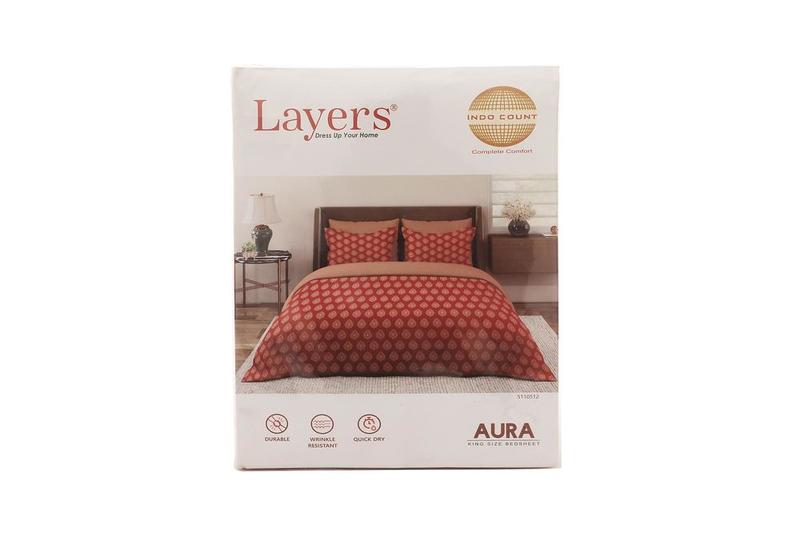 Layers Aura King Size Bedsheet And 2 Pillow Covers