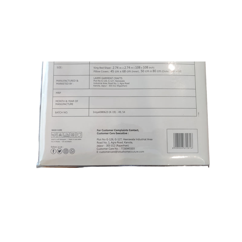 Lotus Royal Cotton King Size Double Bedsheet with Pellow Cover 1 N