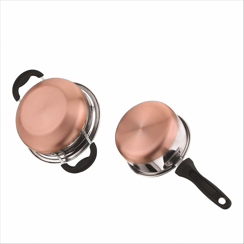 Kitchen Essentials Stainless Steel Copper BTM Duo Set, Standard, White with Copper, 3 Piece