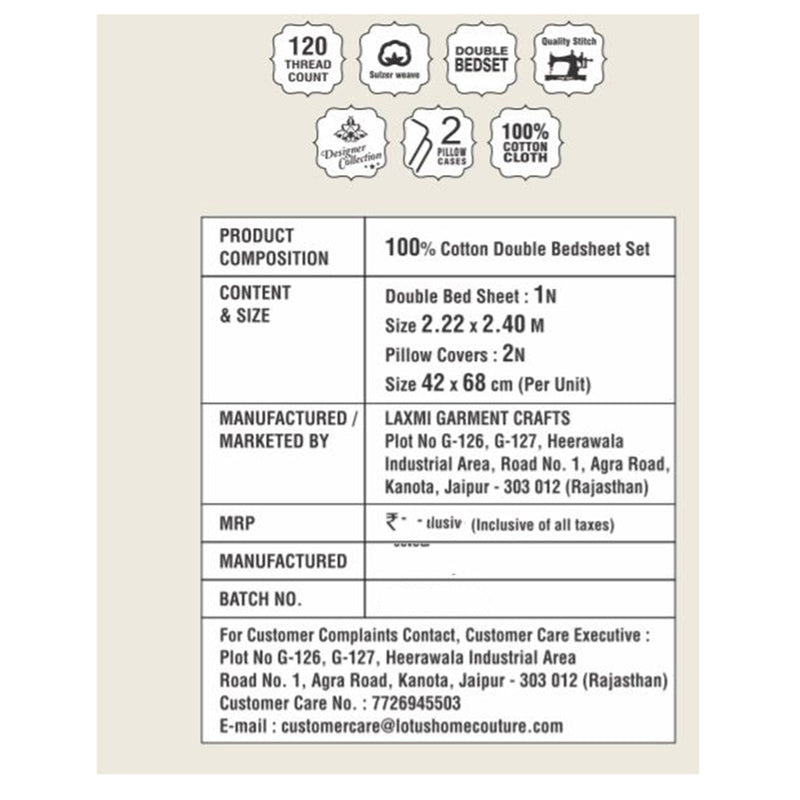Lotus Bella Double Bed Sheet 1 N