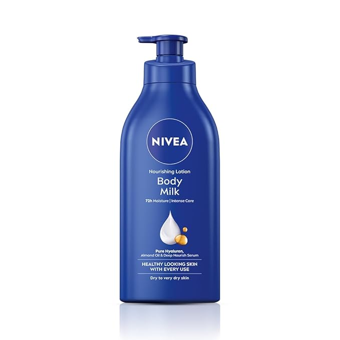 NIVEA Nourishing Body Milk 600ml Body Lotion with Hyaluronic Acid | 72Hr Hydration | Deep Moisture Care for Very Dry Skin | Enriched with Almond Oil | Smooth, Radiant & Healthy Looking Skin Care