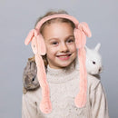 Women Kids Warm Plush Earmuffs Funny Bunny Ear Muffs with Moving Ears Cute Windproof Ear Warmer Toys Gift( 6 pack)