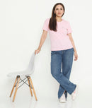 Pink Melange Essential Cotton T-Shirt For Women - 002