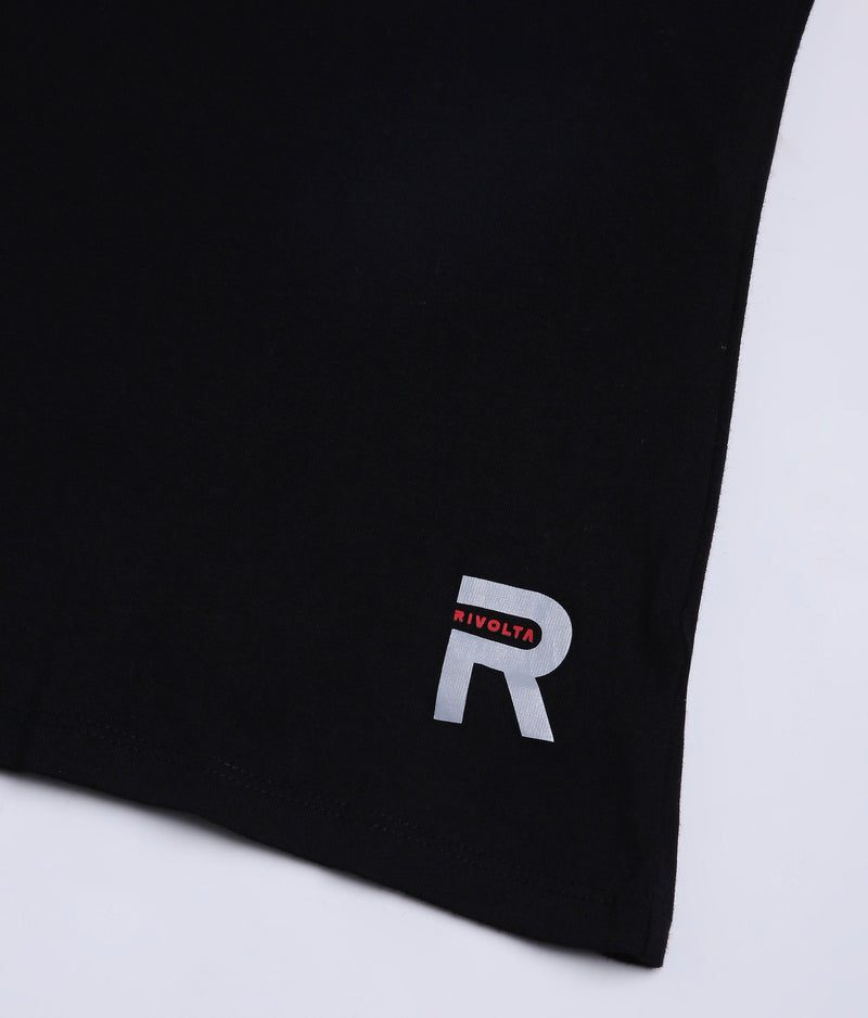 Women Solid Black Round Neck Cotton T-Shirt - 001