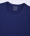 Women Solid Navy Blue Round Neck Cotton T-Shirt - 001