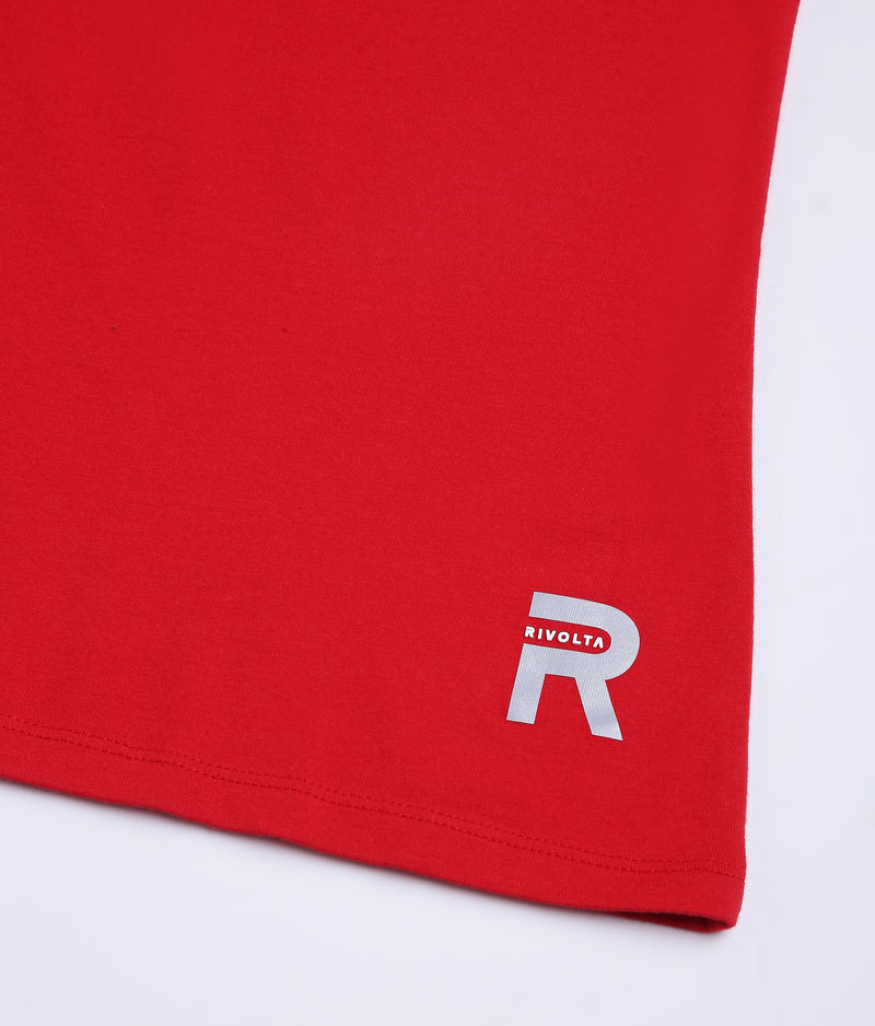 Women Solid Red Round Neck Cotton T-Shirt - 001