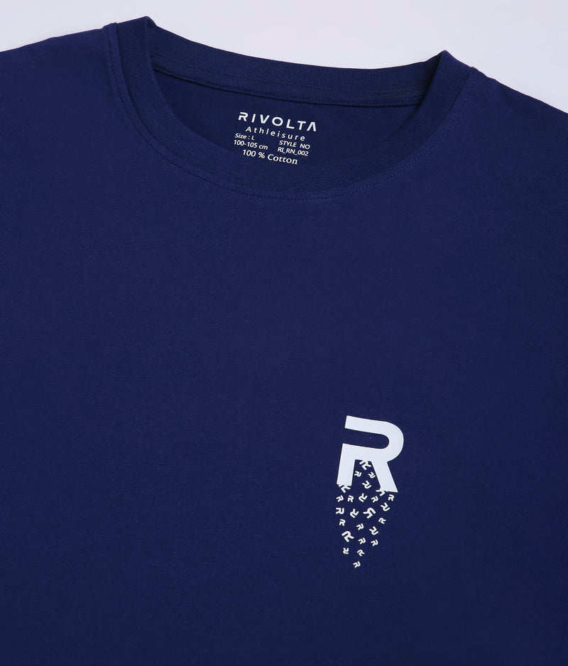 Men Navy Blue Leisurewear Cotton Tee - 002
