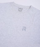 White Melange Men Solid Essential Cotton T-Shirt 001