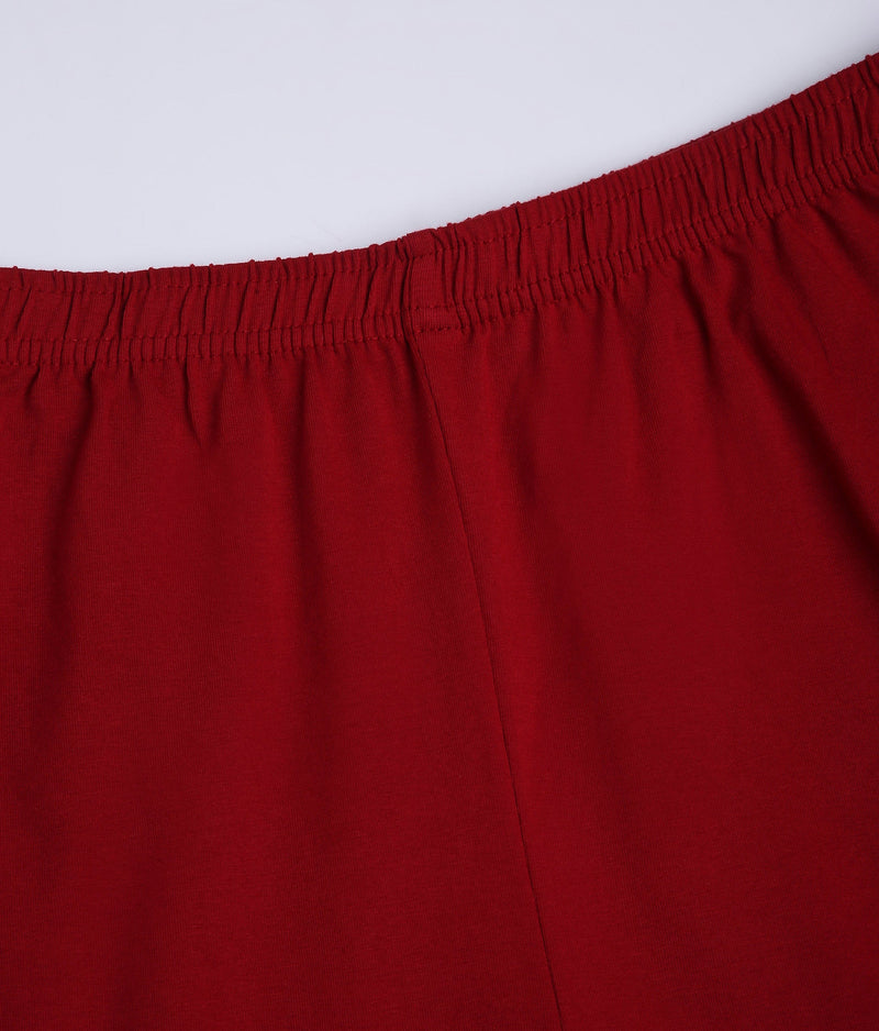 WOMEN SOLID MAROON COTTON CHURIDAR LEGGINGS