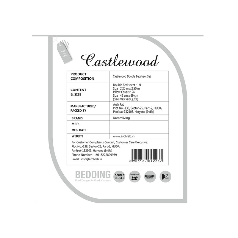Dream living 2.20 m X 2.50 m Castlewood Double Bedsheet Set 1 N